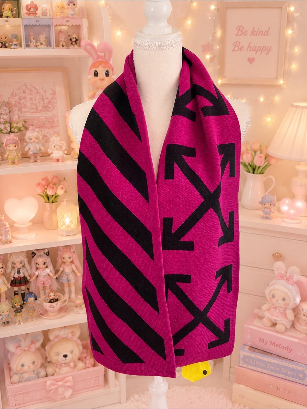 Off-White Pink Black Arrow Scarf Knit (kid) Logo Streetwear Authentic